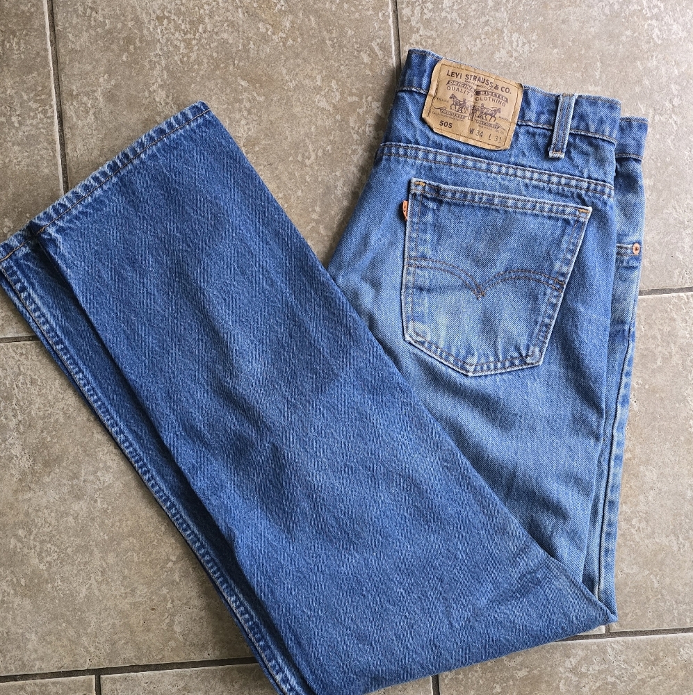 Vintage Levi 505 Jeans - Orange tag made in USA - 34X31